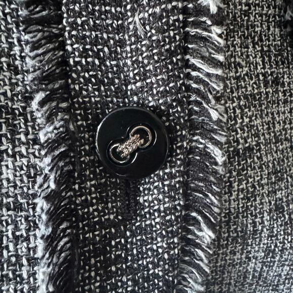 Vtg The Limited Blazer Womens Large Black Tweed Fringe Business Old Money Twee - Picture 6 of 10